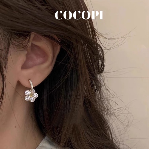 Bông Tai, Khuyên Tai hình hoa đính đá cao cấp phong cách Hàn Quốc COCOPI Accessories - BT043