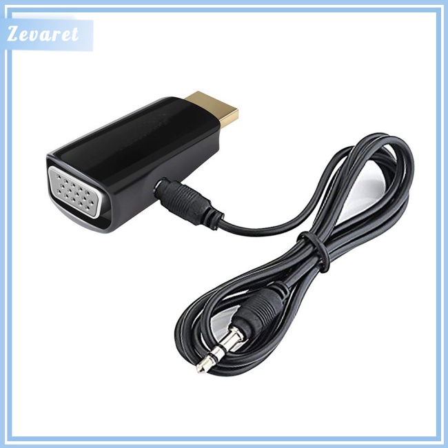 Bộ chuyển đổi từ cổng Zevaret 1080P HDMI sang VGA có dây cáp âm thanh 3.5mm full HD cho máy tính để bàn laptop