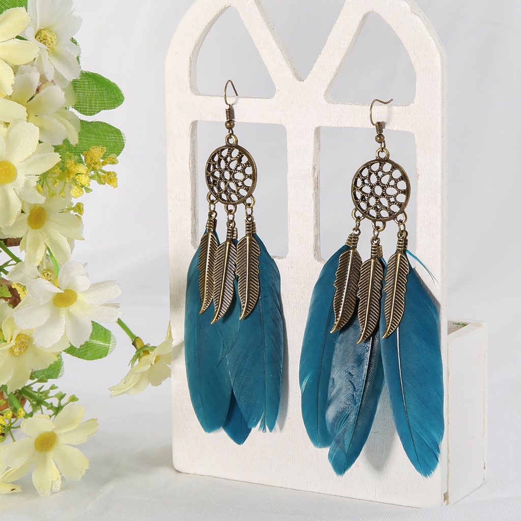 Khuyên tai lông vũ phong cách Bohemian cổ điển thanh lịch dành cho nữ