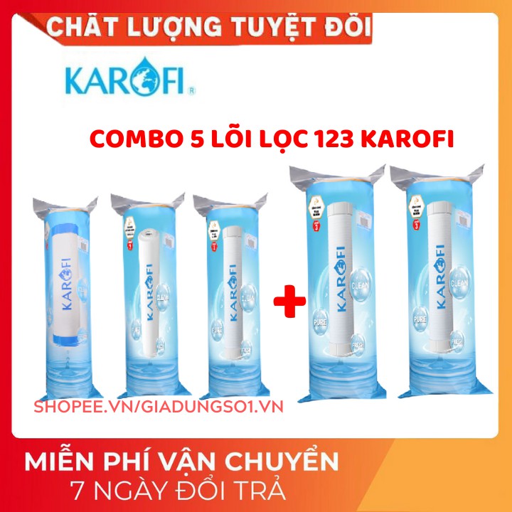 [Bán Chạy] FREESHIP 4 LÕI LỌC NƯỚC KAROFI | GỒM 2 SỐ 1, 1 SỐ 2, 1 SỐ 3