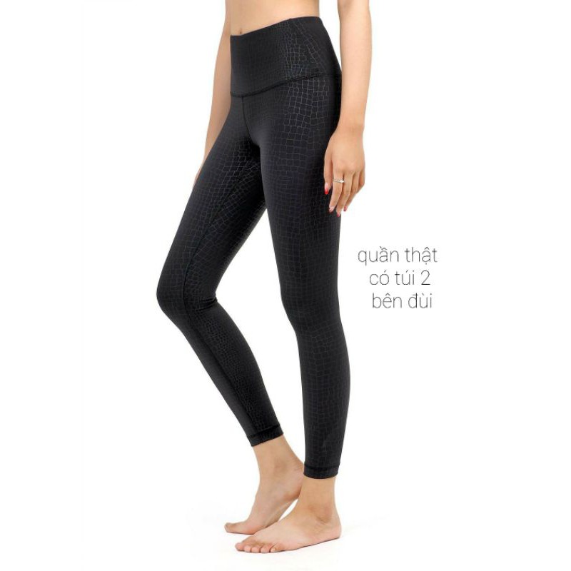 Quần tập legging da rắn có túi bên đùi