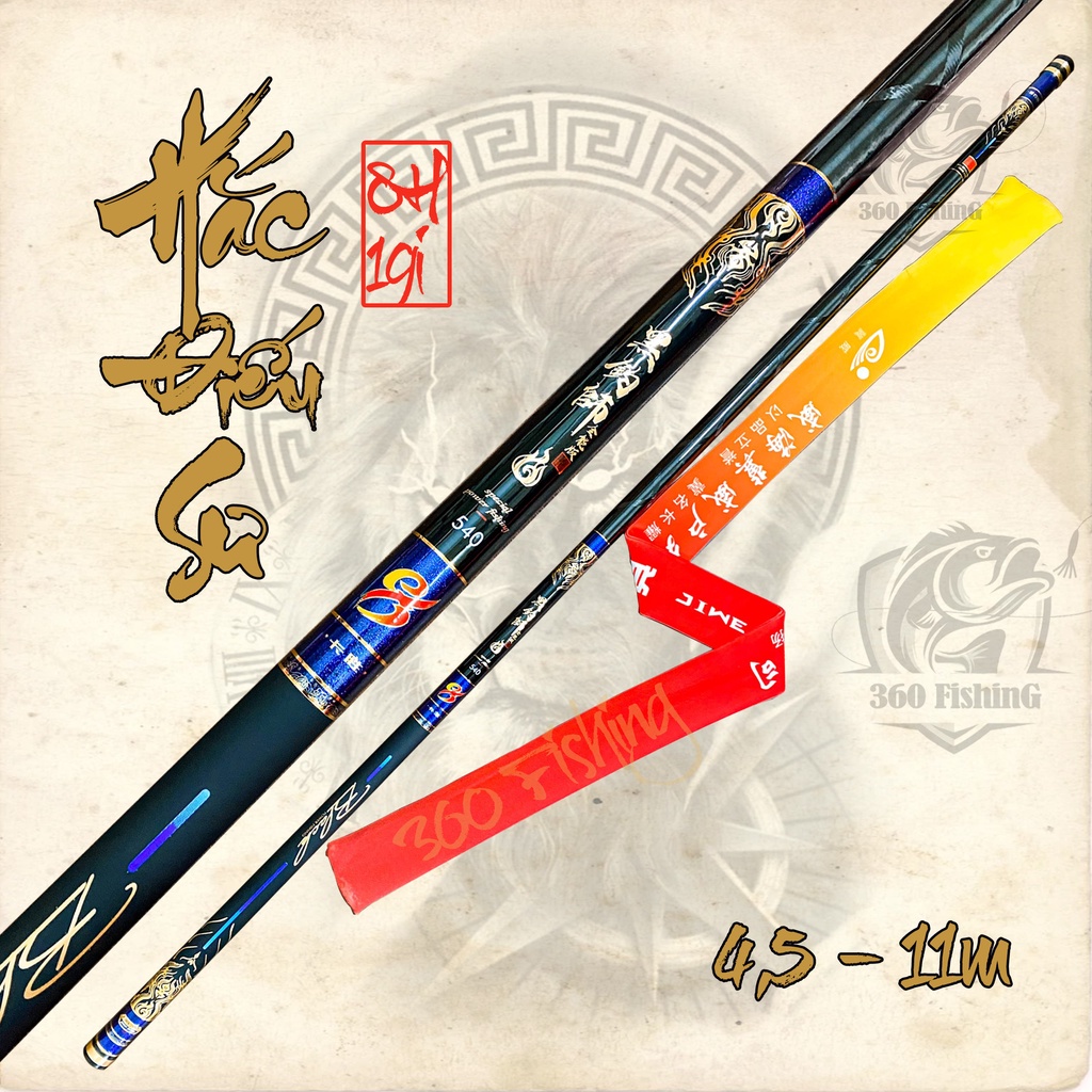 Cần Câu Tay Hắc Điếu Sư 8H Cần Câu Đài Câu Đơn Carbon Xoắn X Tặng Kèm Ngọn Phụ