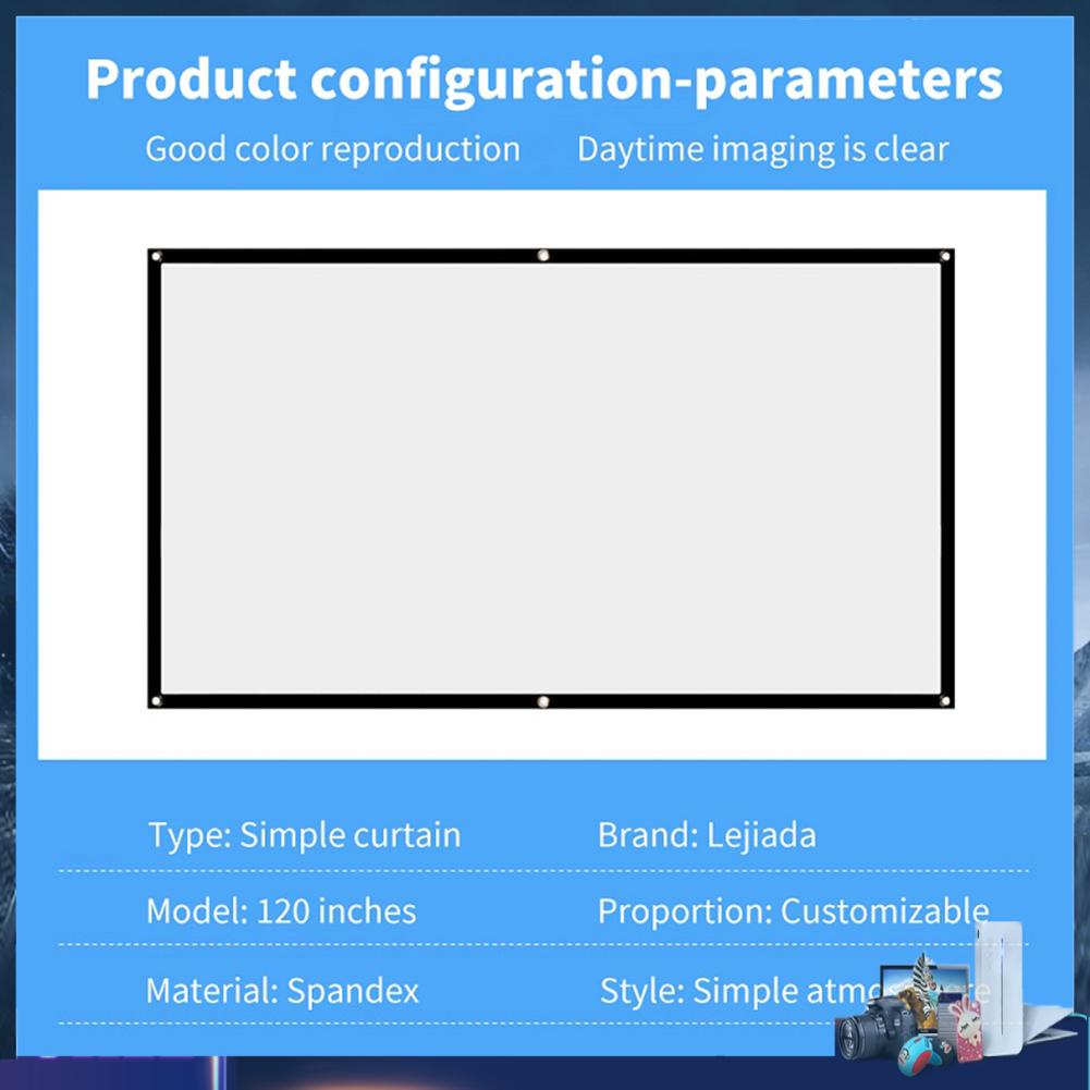 Màn hình chiếu đơn giản tỉ lệ 16: 9 cỡ 60 72 84 100 120 150 inch độ phân giải HD cho văn phòng/ngoài trời/trong nhà