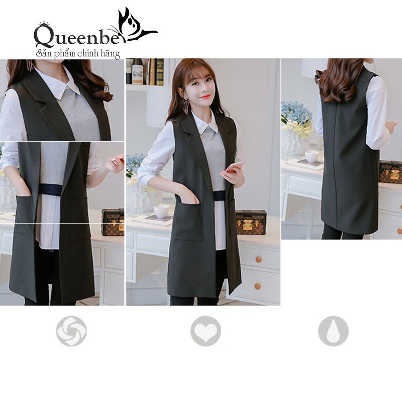 Áo vest nữ màu đen áo gilê sát nách cardigan Queenbe GLA215 Cuocsongvang