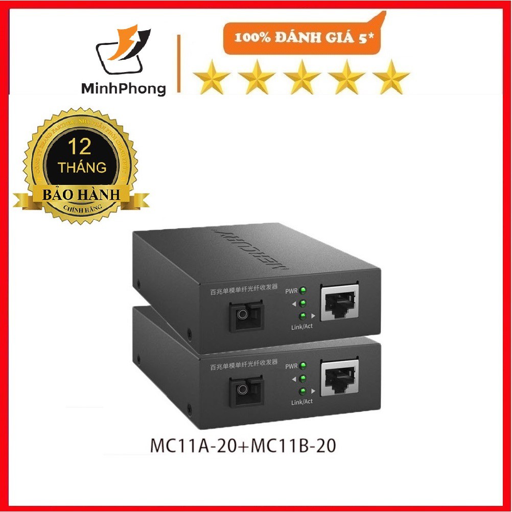 Bộ chuyển đổi quang điện, converter quang 10/100/1000Mb 1 sợi và 2 sợi Mercury, Netlink - Bảo hành 12 tháng