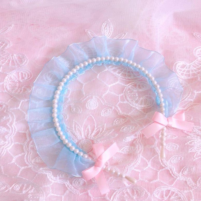 Băng Đô Vải Lưới Đính Ngọc Trai Phong Cách Lolita