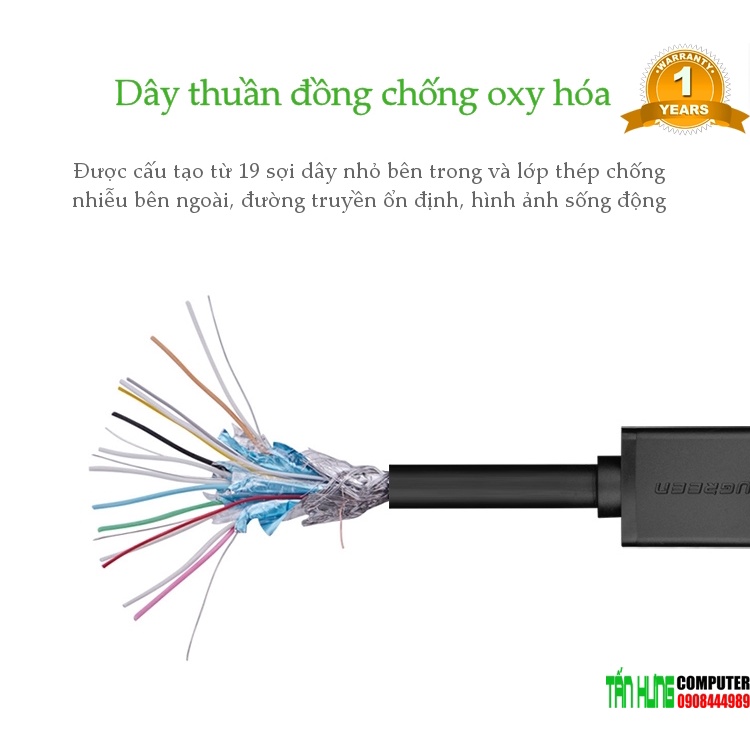 Cáp HDMI dài 20M cao cấp hỗ trợ Ethernet + 1080p @ 60hz HDMI chính hãng Ugreen Ugreen 10112