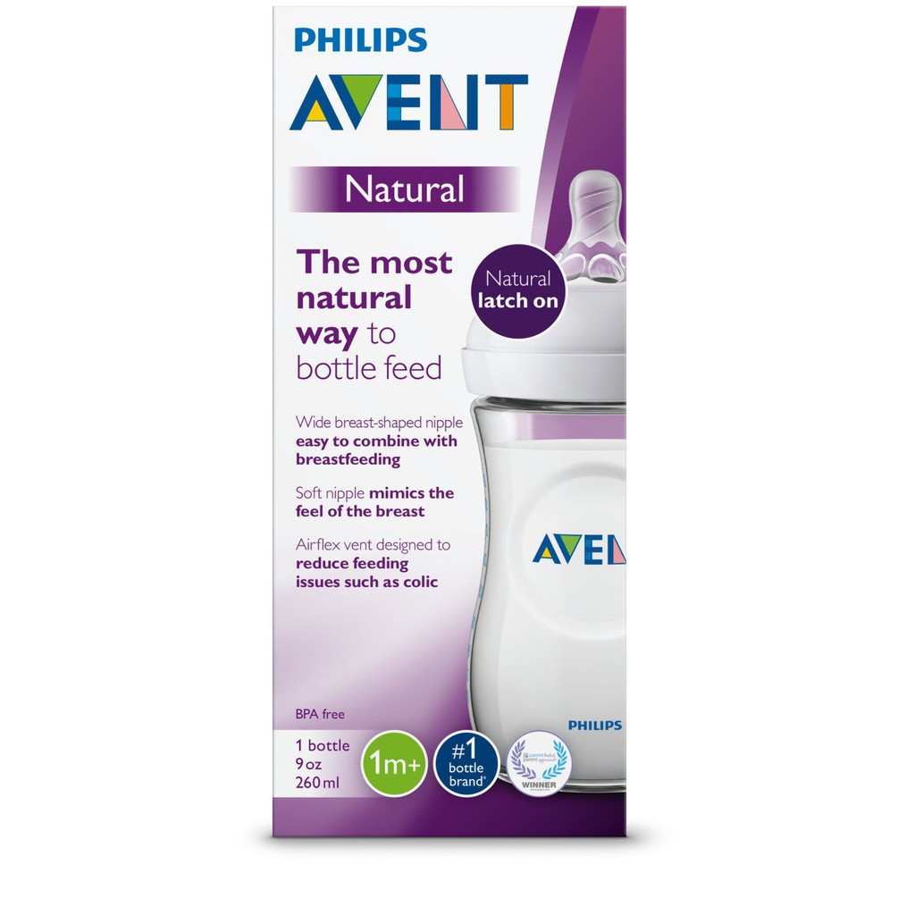 [BILL MỸ] BÌNH SỮA AVENT NATURAL CỔ RỘNG CHO BÉ (120ml/ 260ml)