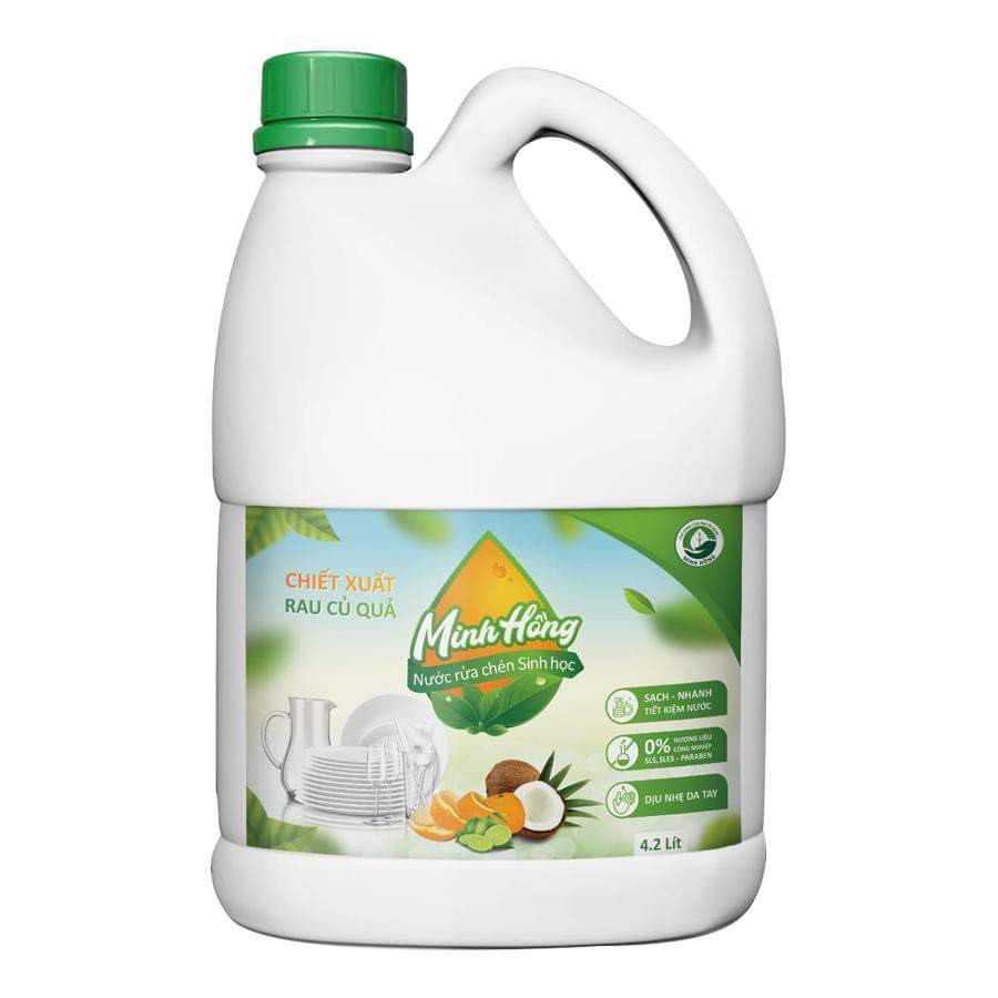 nước rửa chén Minh Hồng 4,2l tặng móc dán siêu dính