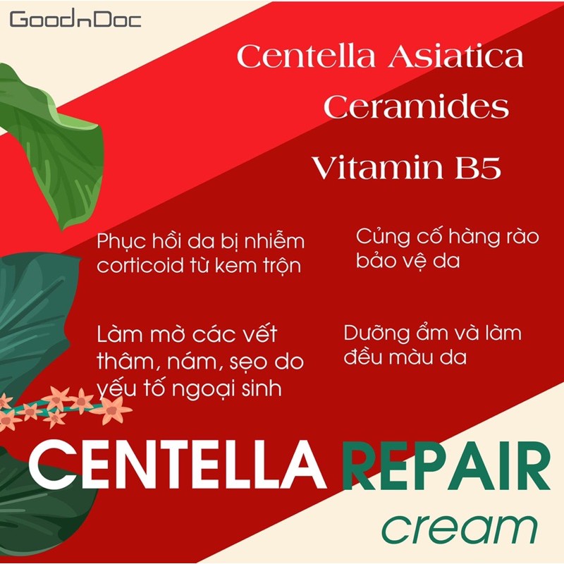 Kem Rau Má GoodnDoc Centella Repair Cream Dưỡng Ẩm_Phục Hồi Da (Hộp 50ml)