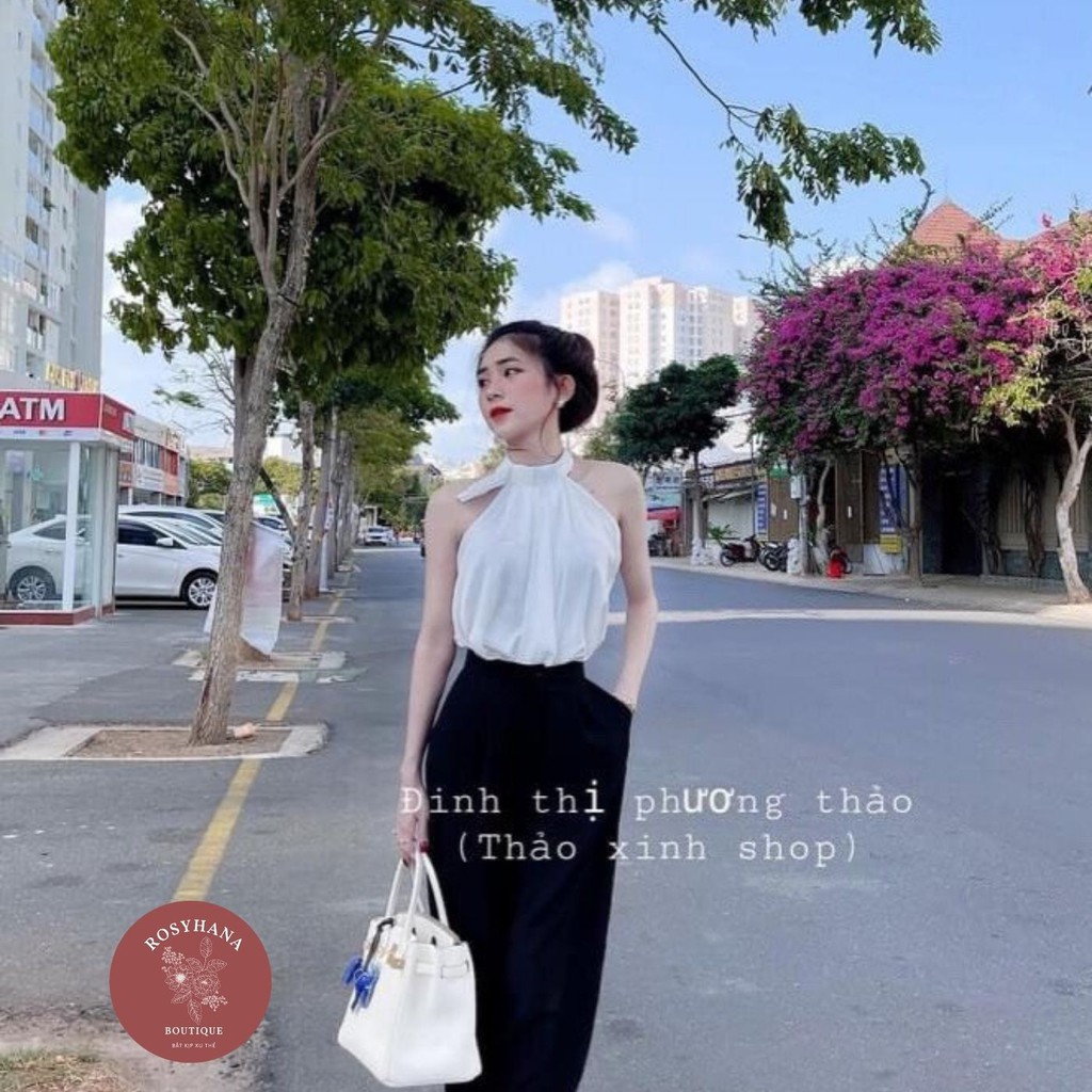 Bộ Áo Yếm Quần Suông Đen Chất Liệu Đũi_ROSYHANA_CÓ ĐÁNG GIÁ VÀ VIDEO