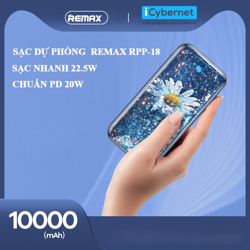 [Hàng chính hãng] Sạc dự phòng sạc nhanh QC+PD 22.5W 10000mAh Remax Luxin Series RPP-18