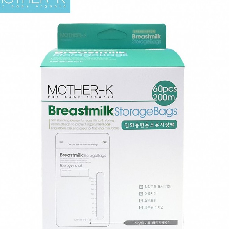 Túi trữ sữa Mother-K cảm biến nhiệt 200ml (60c)