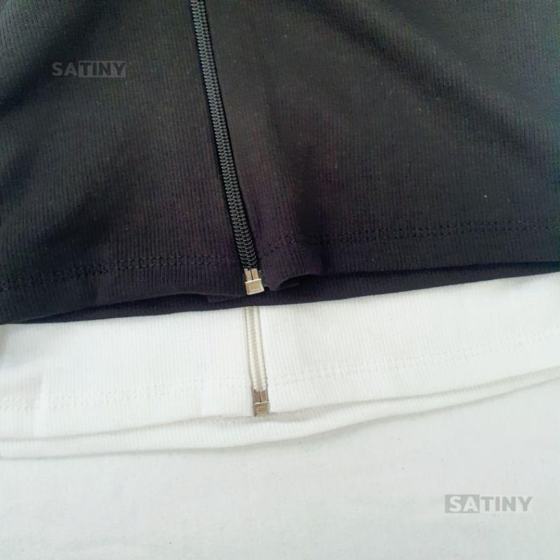 Áo croptop tay dài DÂY KÉO NGỰC thun gân Ulzzang, Áo thun nữ dài tay chất vải tốt mặc đẹp Satiny DB64