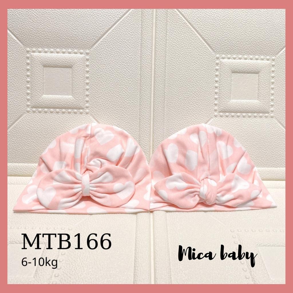 Mũ nón turban chất cotton màu hồng trái tim dễ thương cho bé gái MTB166 Mica Baby