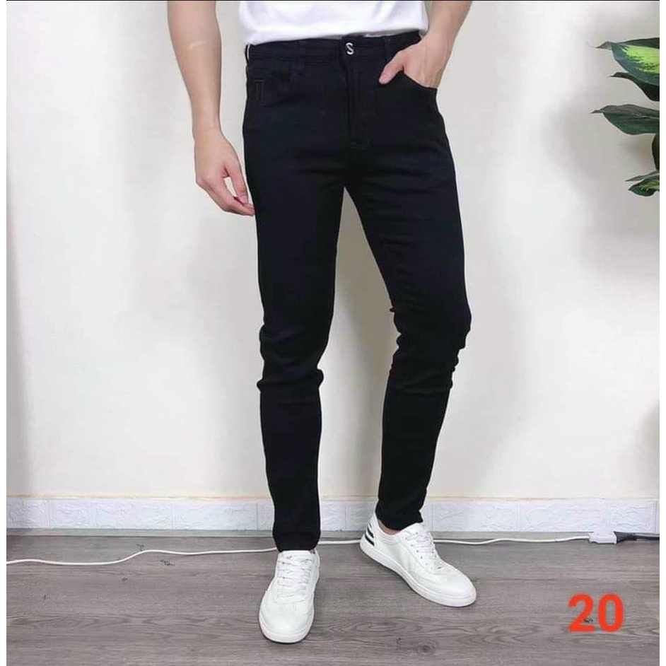 quần bò jean nam đen rách gối in chữ vẩy sơn đẹp mẫu mới,chất bò co giãn kiểu trẻ trung hot KAYSTORE
