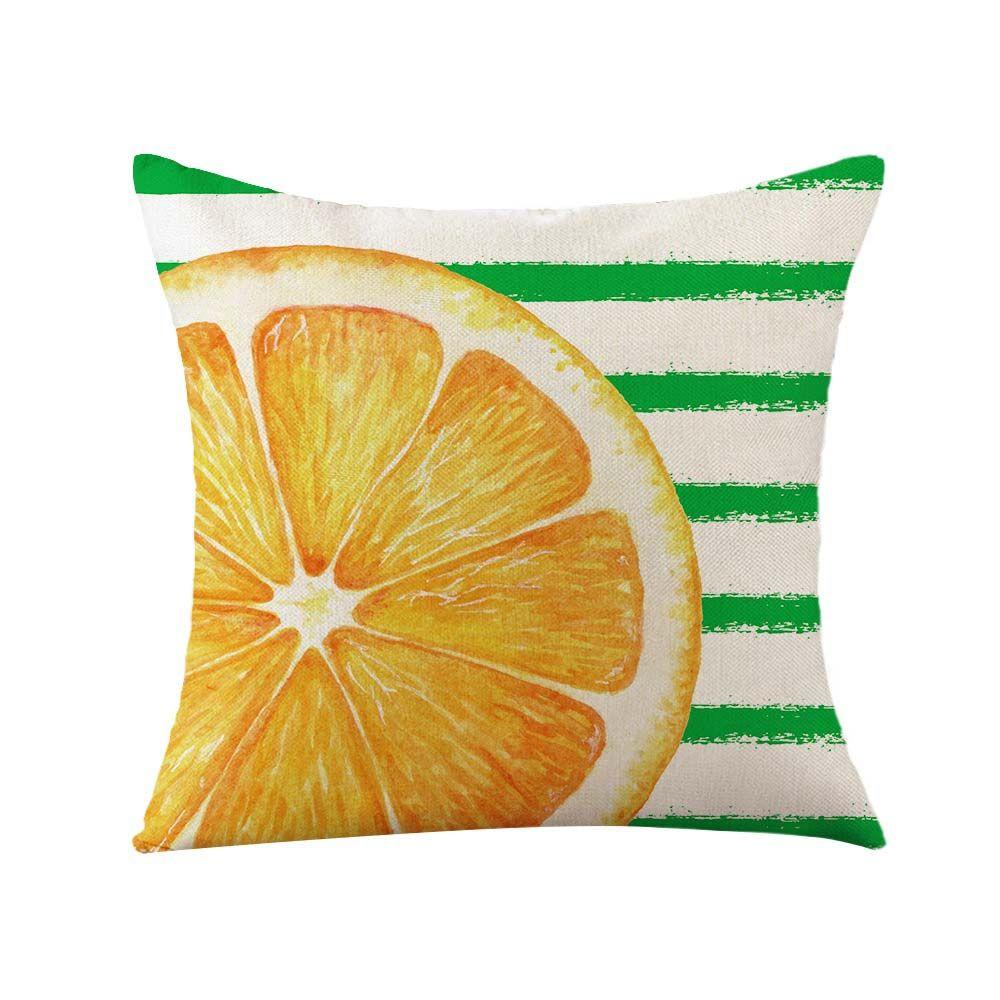 Vỏ Gối Vải Lanh In Hình Quả Chanh Thời Trang