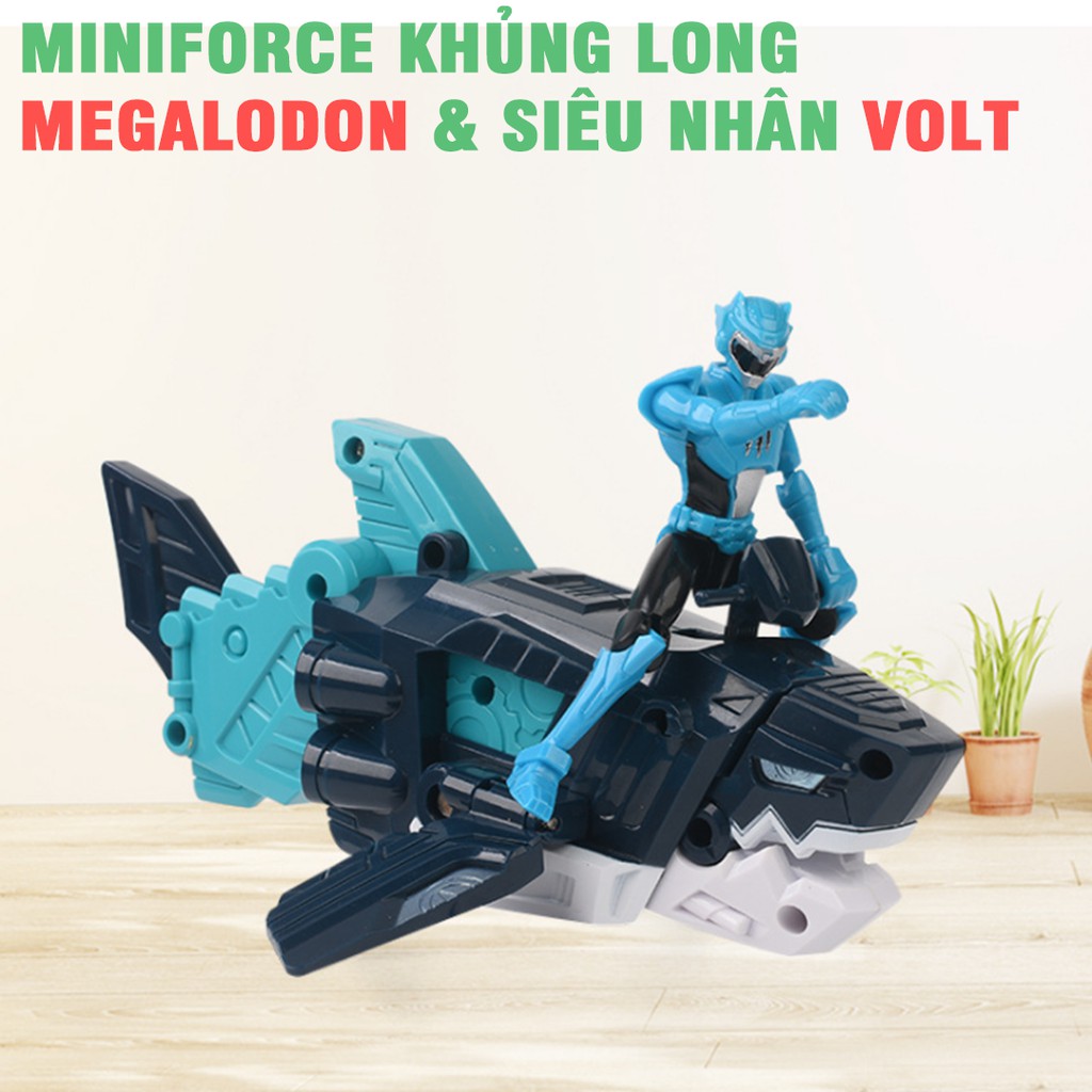 Biệt đội siêu nhân nhí Miniforce Khủng long Megalodon cá mập &amp; Siêu nhân Volt