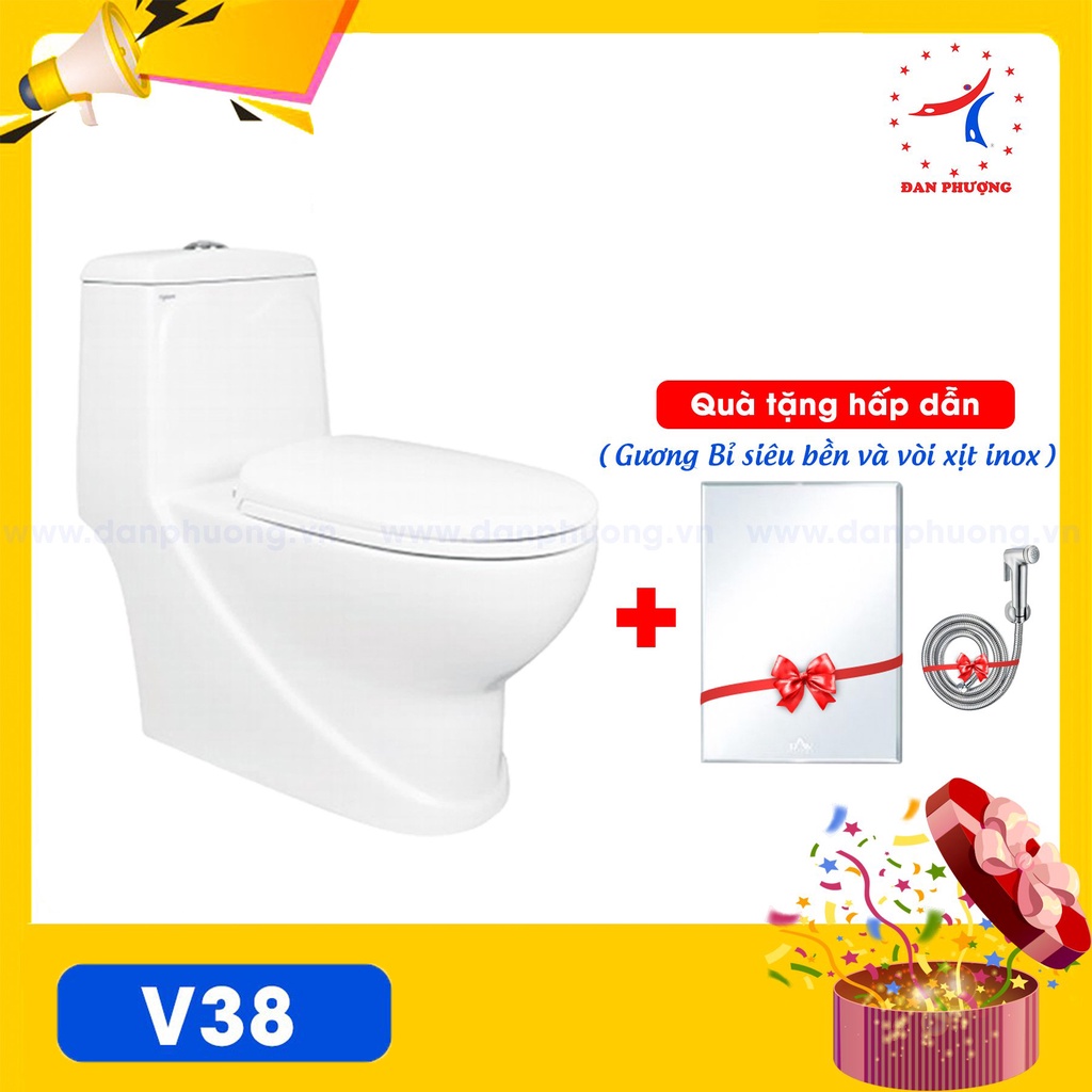 Bồn Cầu 1 Khối Viglacera Cao Cấp - V 38 | Shopee Việt Nam
