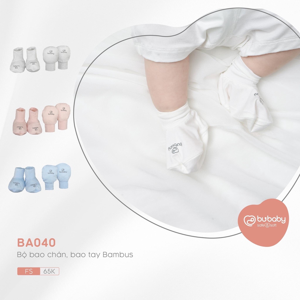 Mũ/nón sơ sinh tai gấu, set bao tay chân - Bambus BU Baby siêu mát mịn