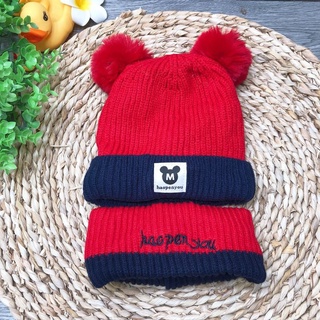 Set mũ len kèm khăn ống cho bé