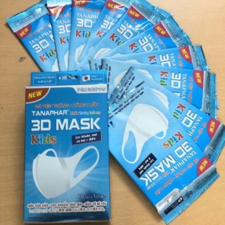 ( HỘP 10 TÚI/ 10 CHIẾC) KHẨU TRANG 3D MASK CHO BÉ TIỆT TRÙNG KHÁNG KHUẨN Dược Tân Á - Tanaphar