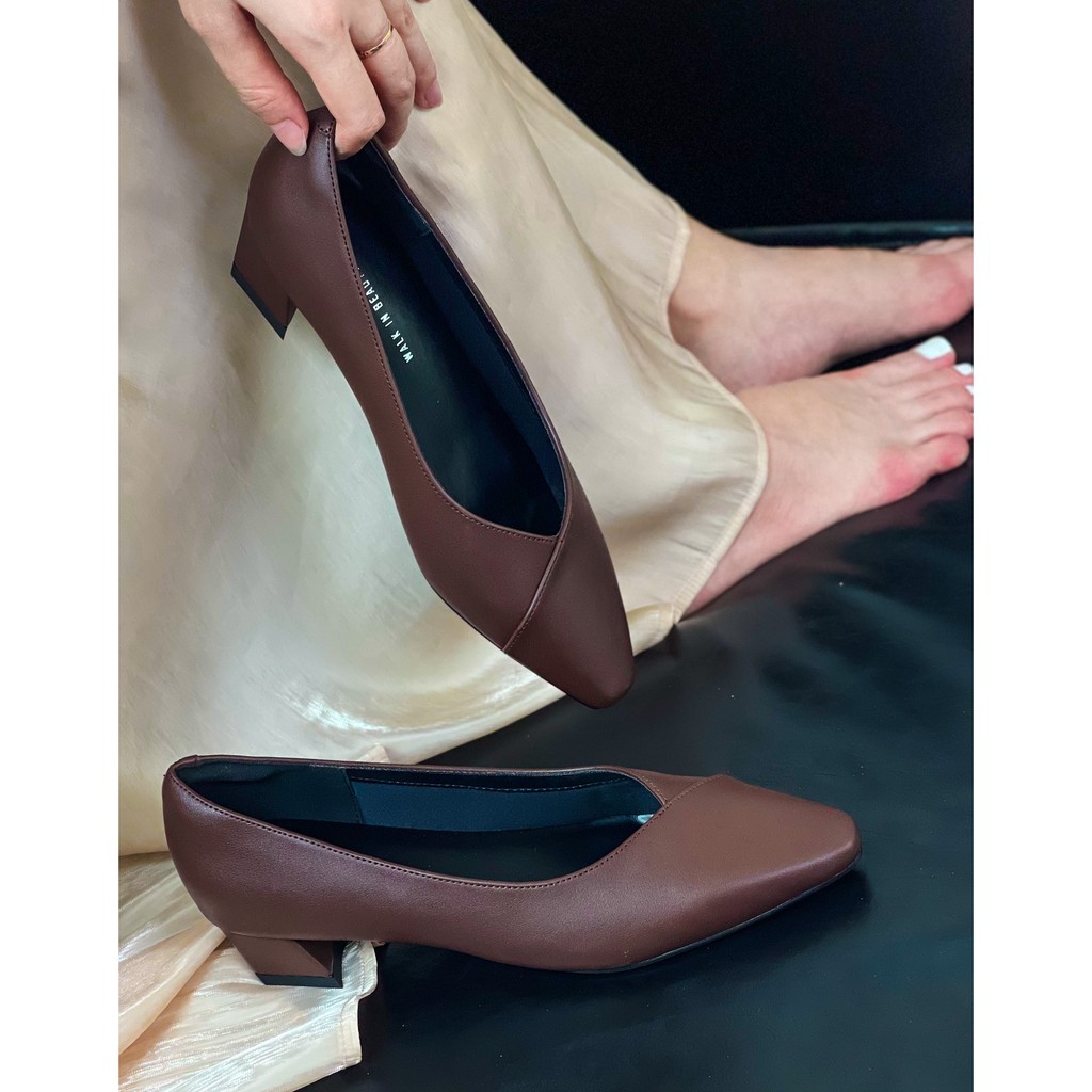 Giày Cao Gót Nữ JOTI Amina 3271AU3 - Mũi Vuông Bít Gót Đế Vuông Cao 3cm Da Mờ - Mang Công Sở