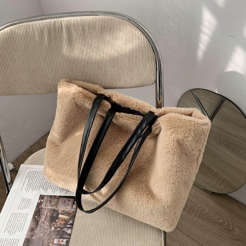 Túi Xách Lông Màu Trơn Cỡ Lớn Thời Trang Cho Nữ