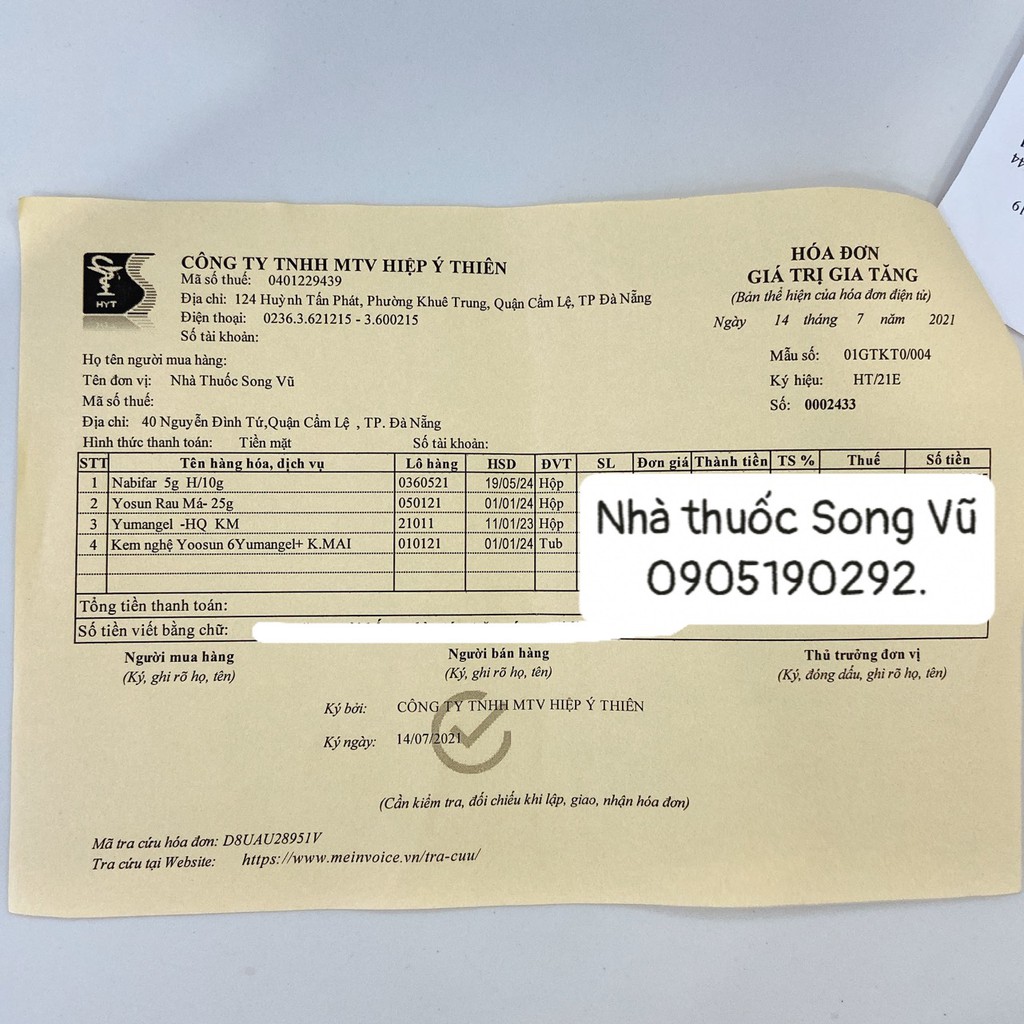 Yoosun Rau Má - Yoosun Nghệ - Kem ngừa mụn, mát da, kiểm soát nhờn, hết thâm