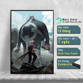 Tranh Canvas Zoro với Kuma Treo Tường, Trang Trí Góc Gaming