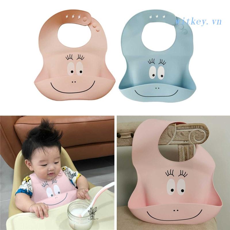 Yếm Ăn Bằng Silicon Chống Nước Họa Tiết Hoạt Hình Có Thể Điều Chỉnh Cho Trẻ Sơ