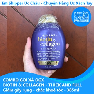 Combo dầu Gội - Xả OGX BIOTIN & COLLAGEN 385ml, Giảm rụng tóc, dưỡng tóc chắc khoẻ
