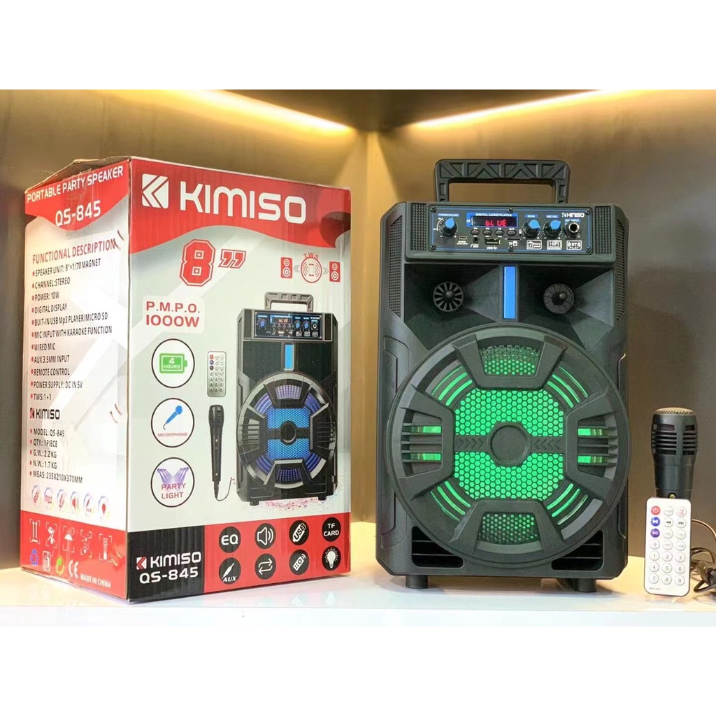 Loa Bluetooth Karaoke KIMISO QS-845 (Bass 8&quot;, 1 Micro có dây)