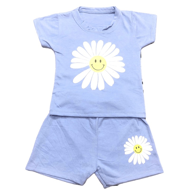 Bộ quần áo trẻ em cho bé gái cotton lạnh hoa cúc size 8kg - 18kg ELU SHOP