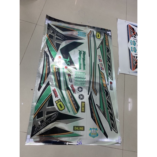 ( Quí khách vui lòng mang ra tiệm cho thợ dán ) Tem exciter 150 MX KING xanh đen Crom