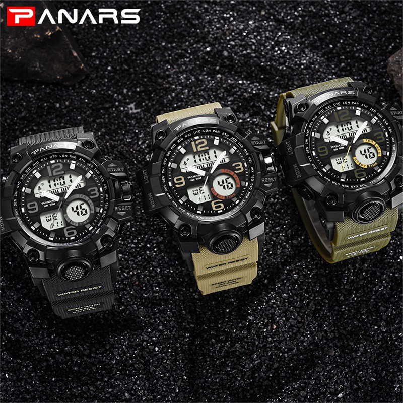 Đồng hồ thời trang nam PANARS 8011 dáng thể thao chống nước xanh quân đội