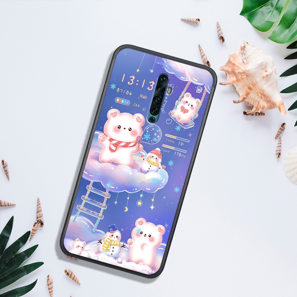 ỐP LƯNG OPPO K3 - REALME X - RENO - RENO 2 - RENO 2F , IN HÌNH GẤU NÂU CHOCOLATE ĐÁNG YÊU.