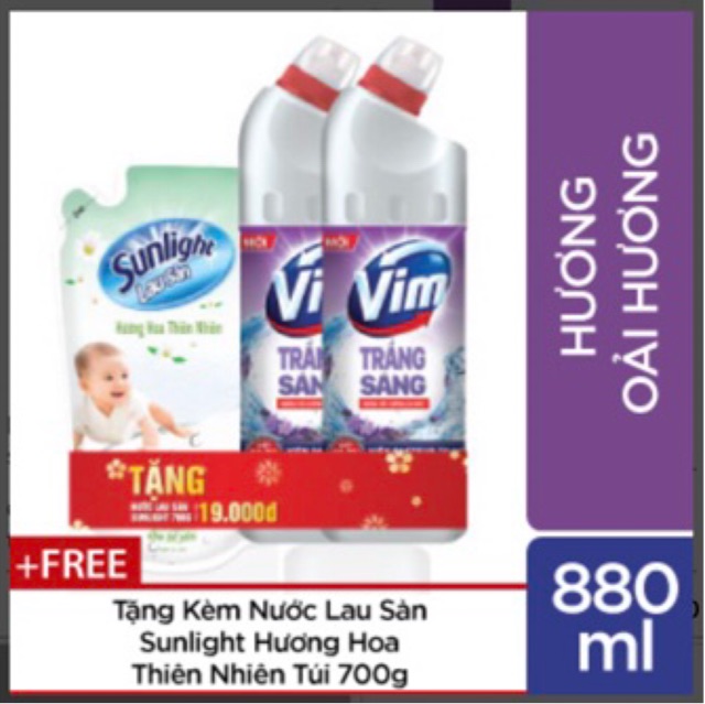 Nước tẩy bồn cầu vim tặng nước lau sàn 700ml