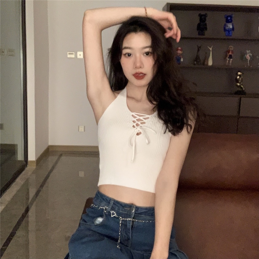 Áo kiểu ZHELIHANGFEI cổ chữ V thắt dây quyến rũ hợp thời trang