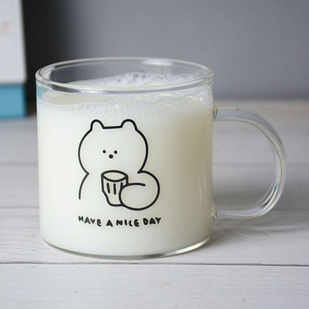 Ly thủy tinh có tay cầm thiết kế xinh xắn phong cách Hàn Quốc