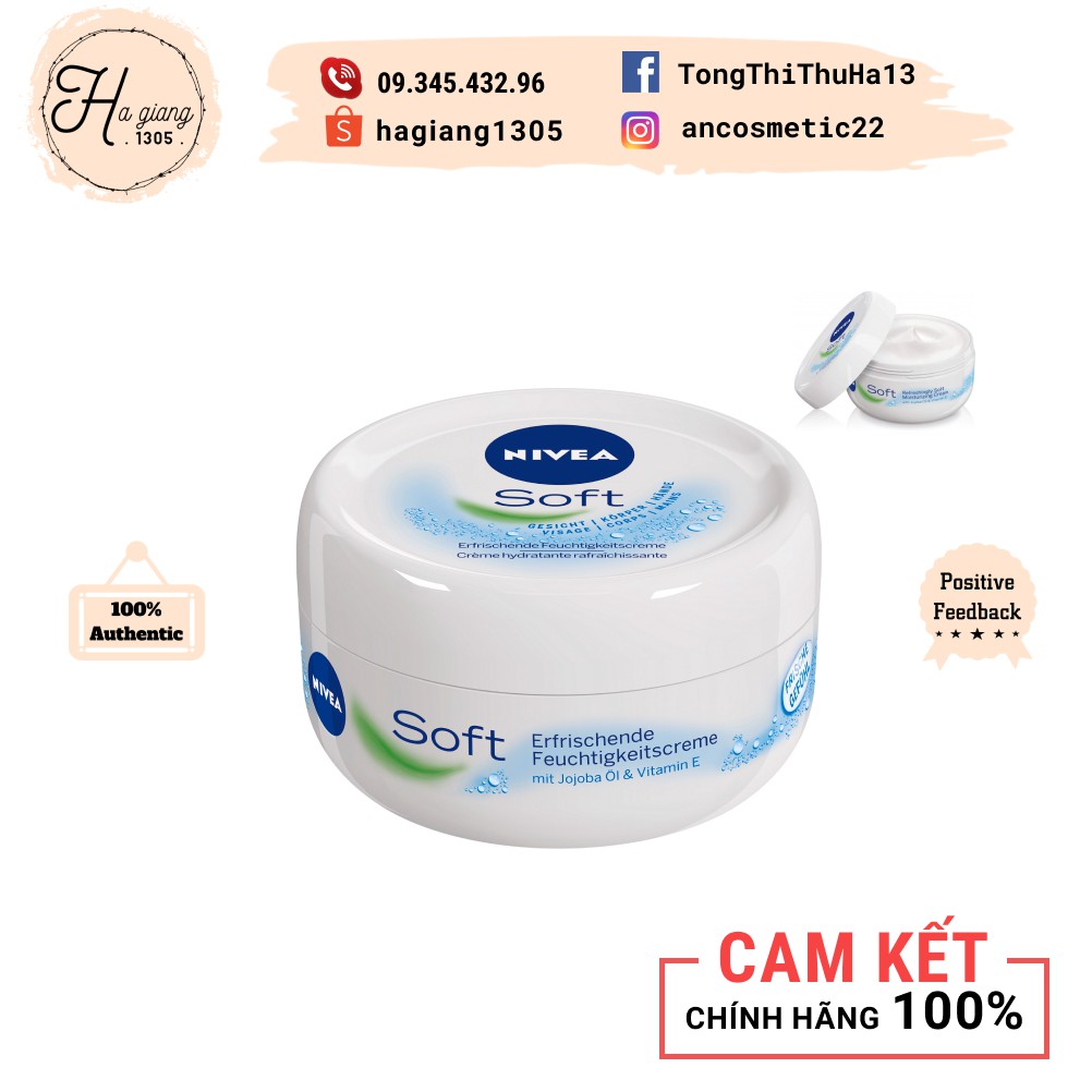 Kem dưỡng ẩm mềm mịn Nivea Soft 200ml cho mặt và toàn thân