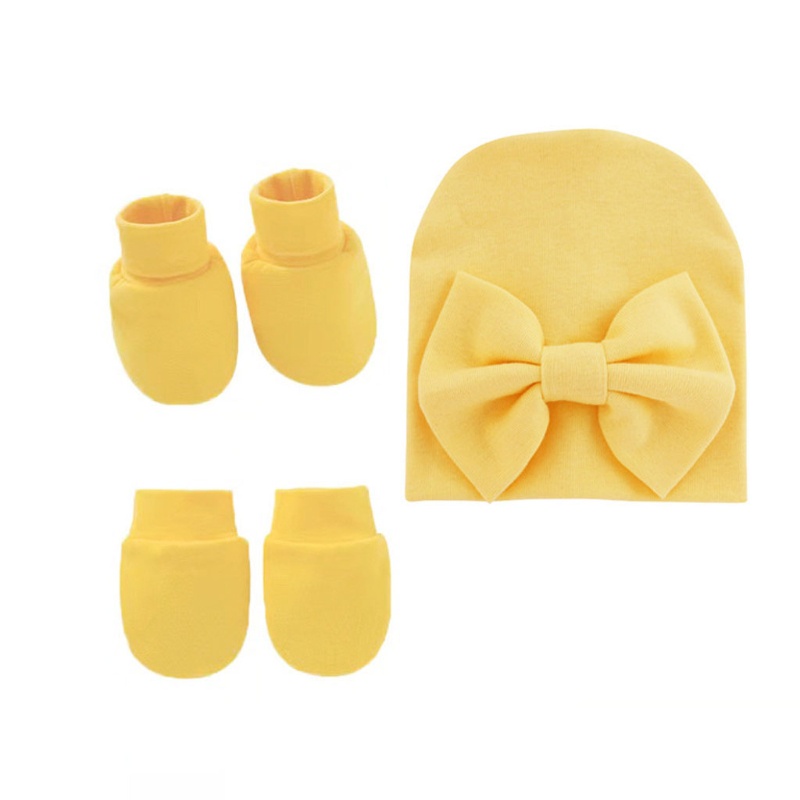 Mũ Beanie Cotton Kèm Dây Cột Nơ Đáng Yêu Cho Bé Gái 0-6 Tháng Tuổi