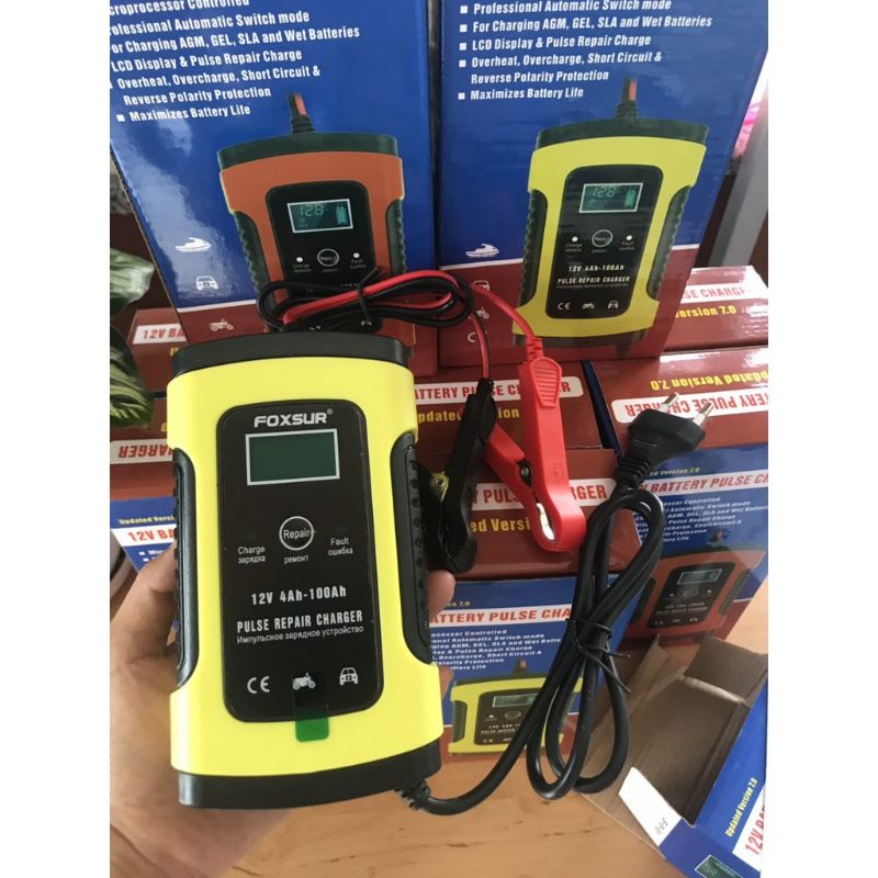 Sạc bình ác quy ô tô xe máy 12v foxsur tự ngắt khi đầy