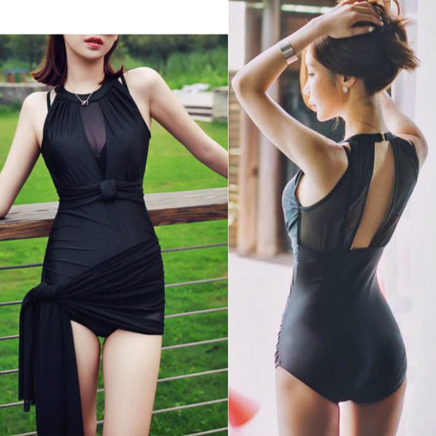 Bộ Đồ Bơi Bikini Nữ 1 Mảnh Phối Nơ Buộc Hở Lưng Đi Biển SAVVY Phong Cách Hàn Quốc Kín Đáo xịn