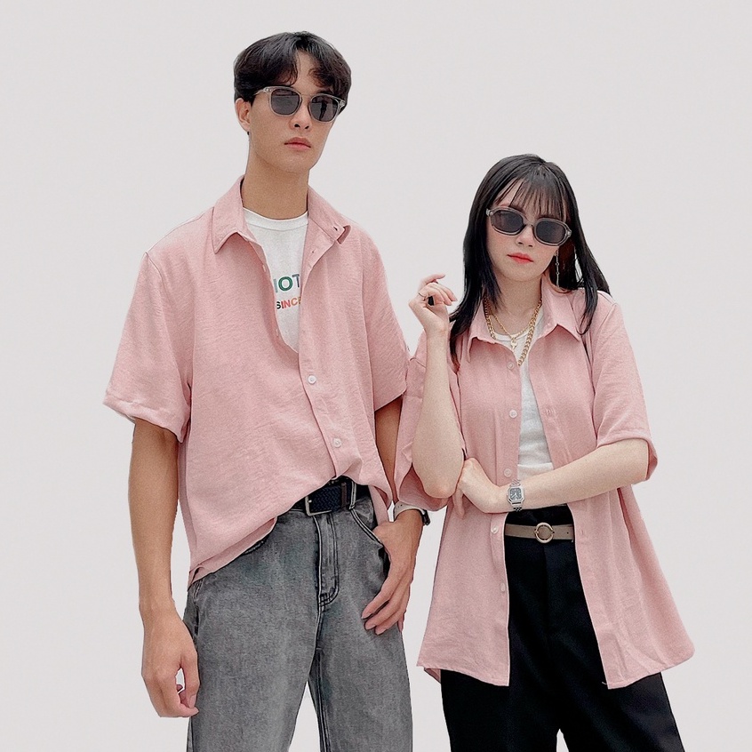 Áo Sơ Mi Nam Nữ Tay Ngắn Unisex Vải Đũi Lụa Chống Nhăn Thoáng Mát QTSM01 | BigBuy360 - bigbuy360.vn