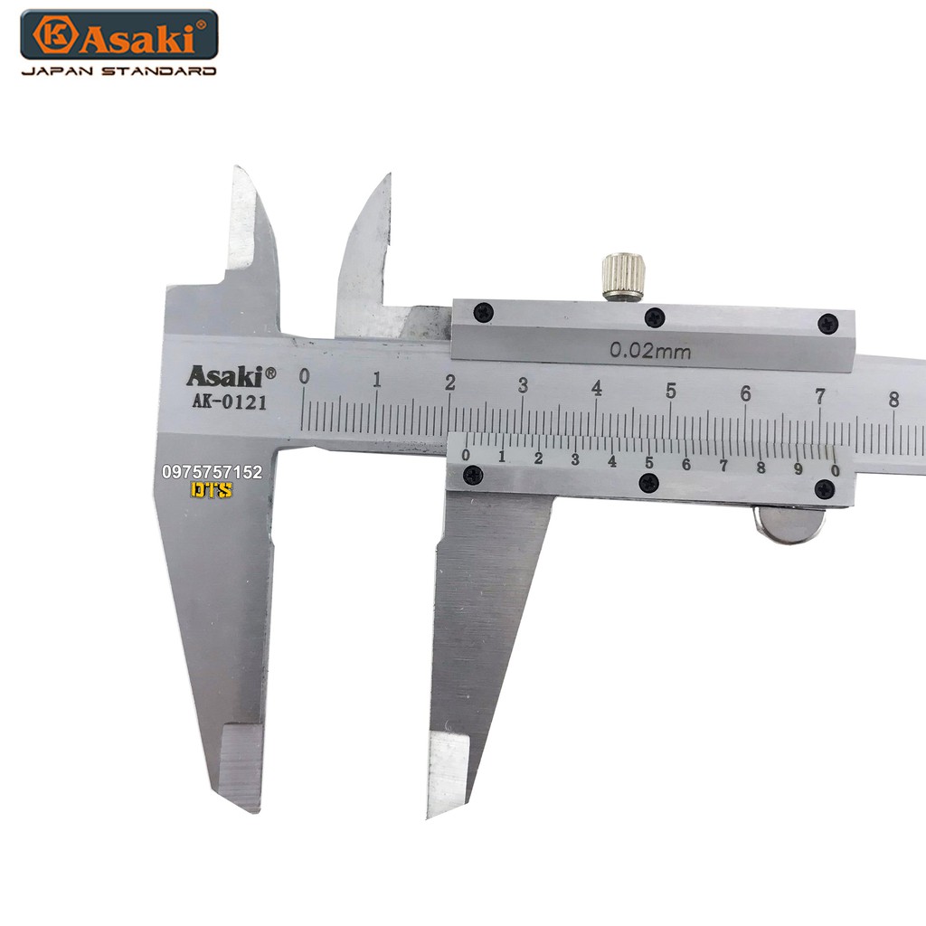 ⚜️FREESHIP⚜️ Thước cặp cơ khí Inox 0-200mm Asaki AK-0121, độ chính xác cao (Thước kẹp cơ Asaki) - Chính hãng