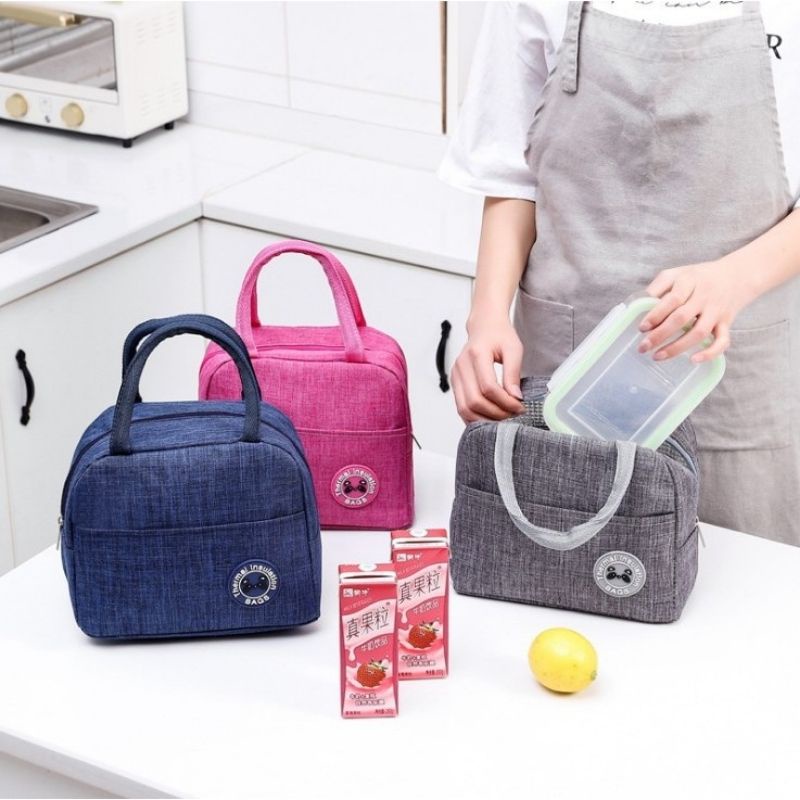 Túi đựng cơm giữ nhiệt JIASHI đựng hộp cơm văn phòng size lớn đơn sắc khóa kéo, tay xách tiện dụng TDC02