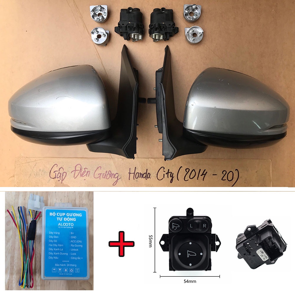 Bộ xương mơ tô gương gập Honda city 2014-2020 Kèm bộ mudun gập gương + công tắc gập gương tặng bút thử điện