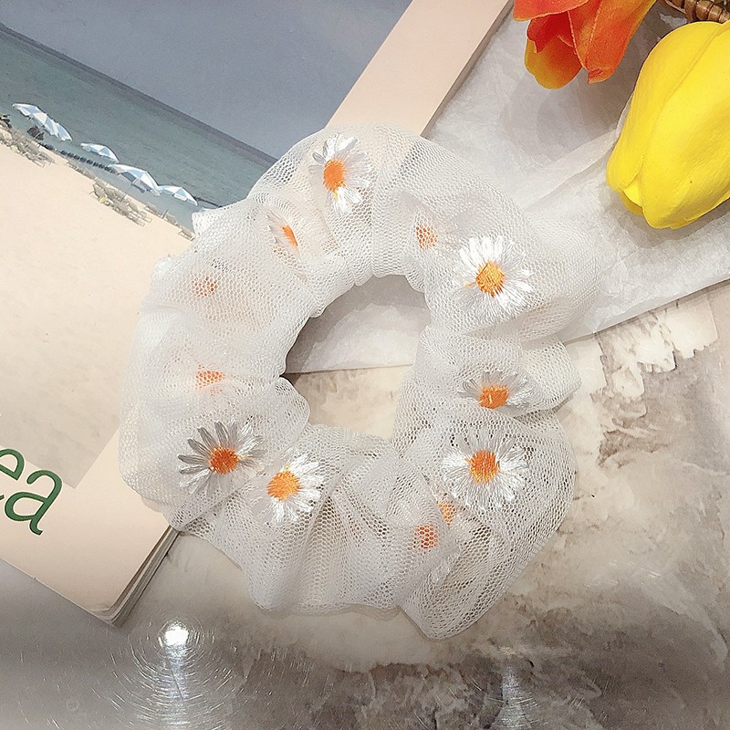 Dây buộc tóc thêu họa tiết hoa cúc đáng yêu | BigBuy360 - bigbuy360.vn