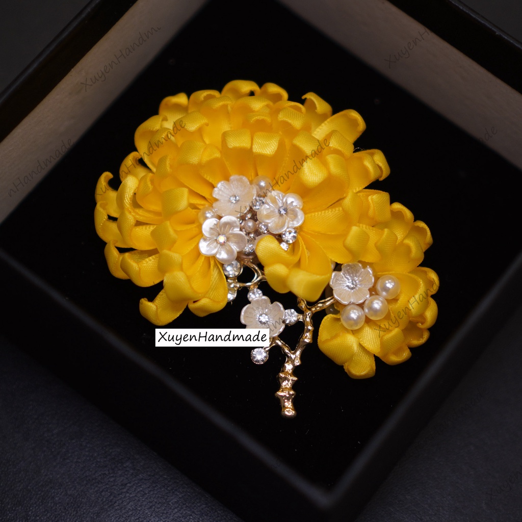Hoa Cúc Đôi Handmade Cài Áo Cao Cấp